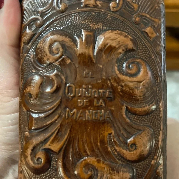 Leather Face Decanter Bottle El Quijote De La Mancha 13” High - Picture 11 of 13